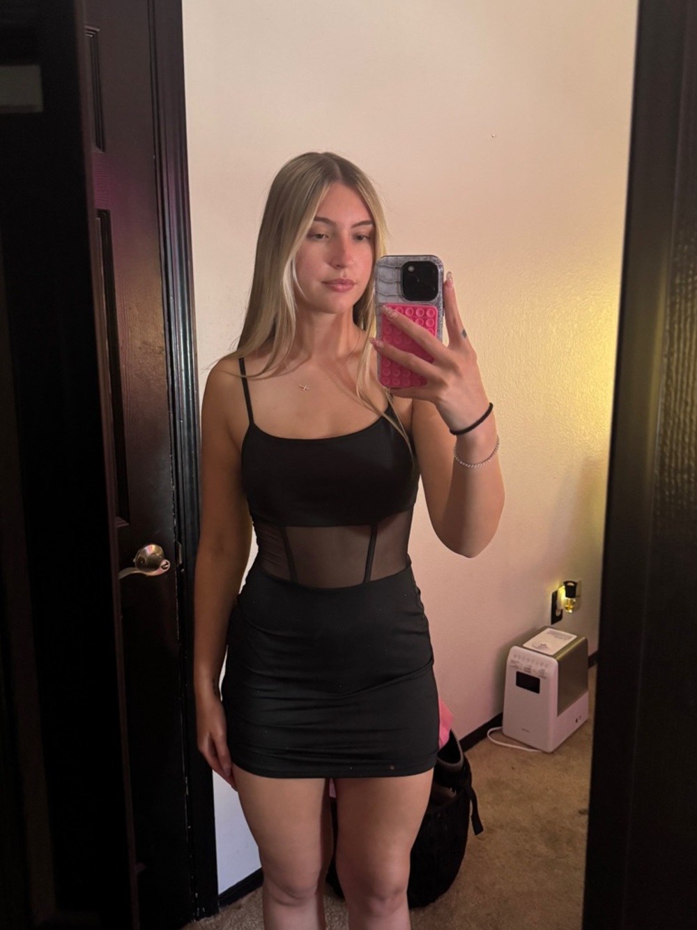 Black Sheer-Panel Bodycon Mini Dress - Women